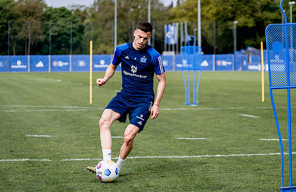 Laszlo Benes training individually with the ball.