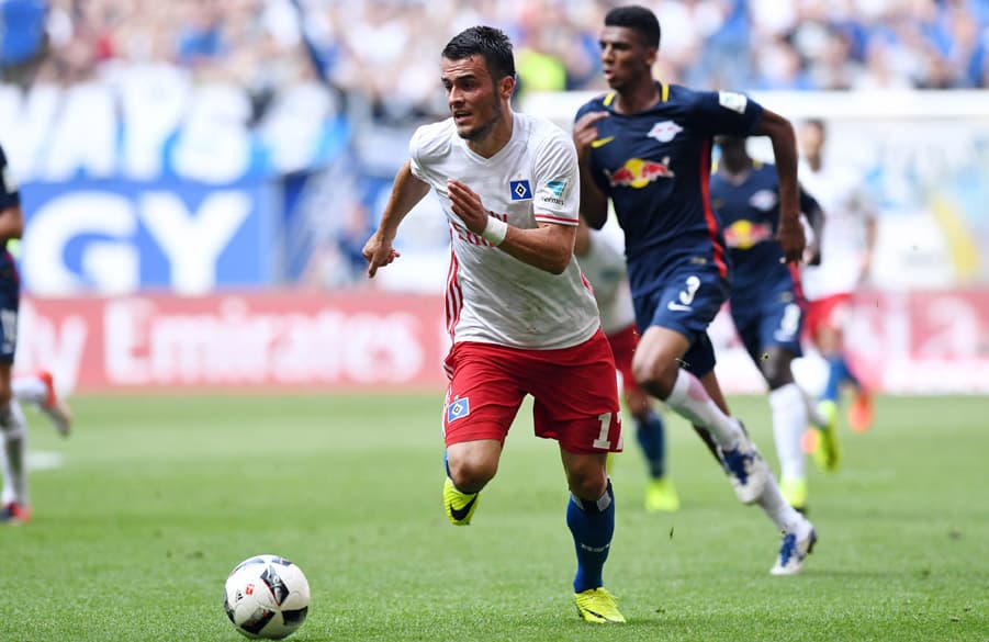 Filip Kostic playing against RB Leipzig.