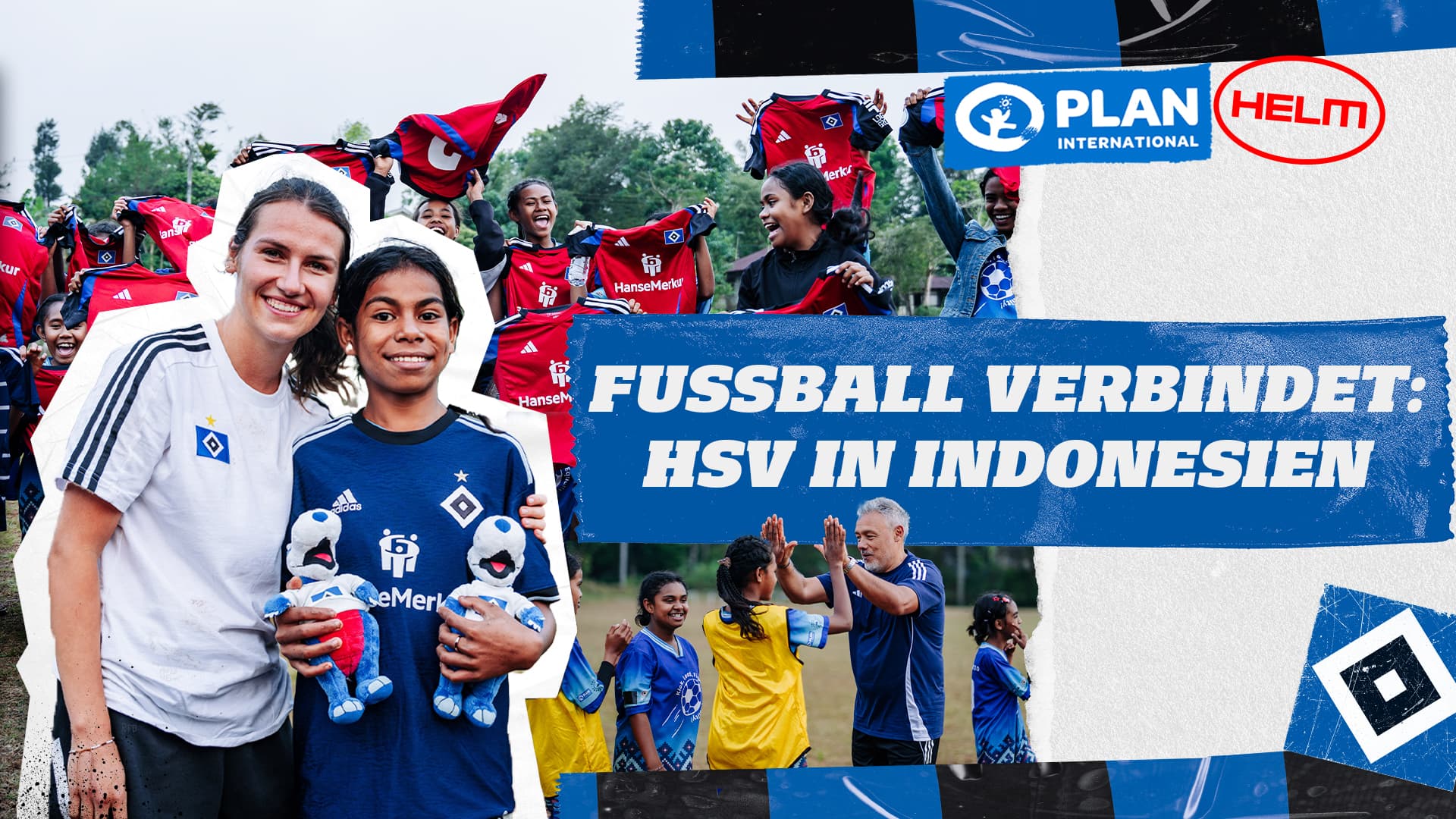 HSV zu Besuch in Indonesien. Vorne steht Pauli Machtens mit dem Patenkind der HSV-Frauen.