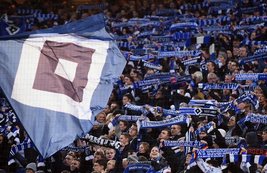 HSV faithful in the north stand at the Volksparkstadion.