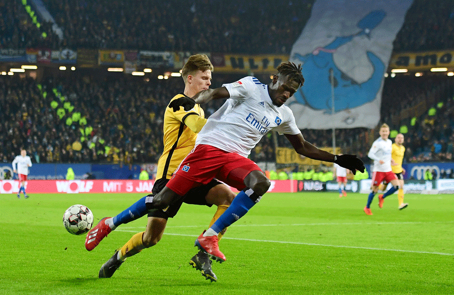 Bakery Jatta was one of a number of players whose relentless search for a goal put the Dresden defence under pressure.