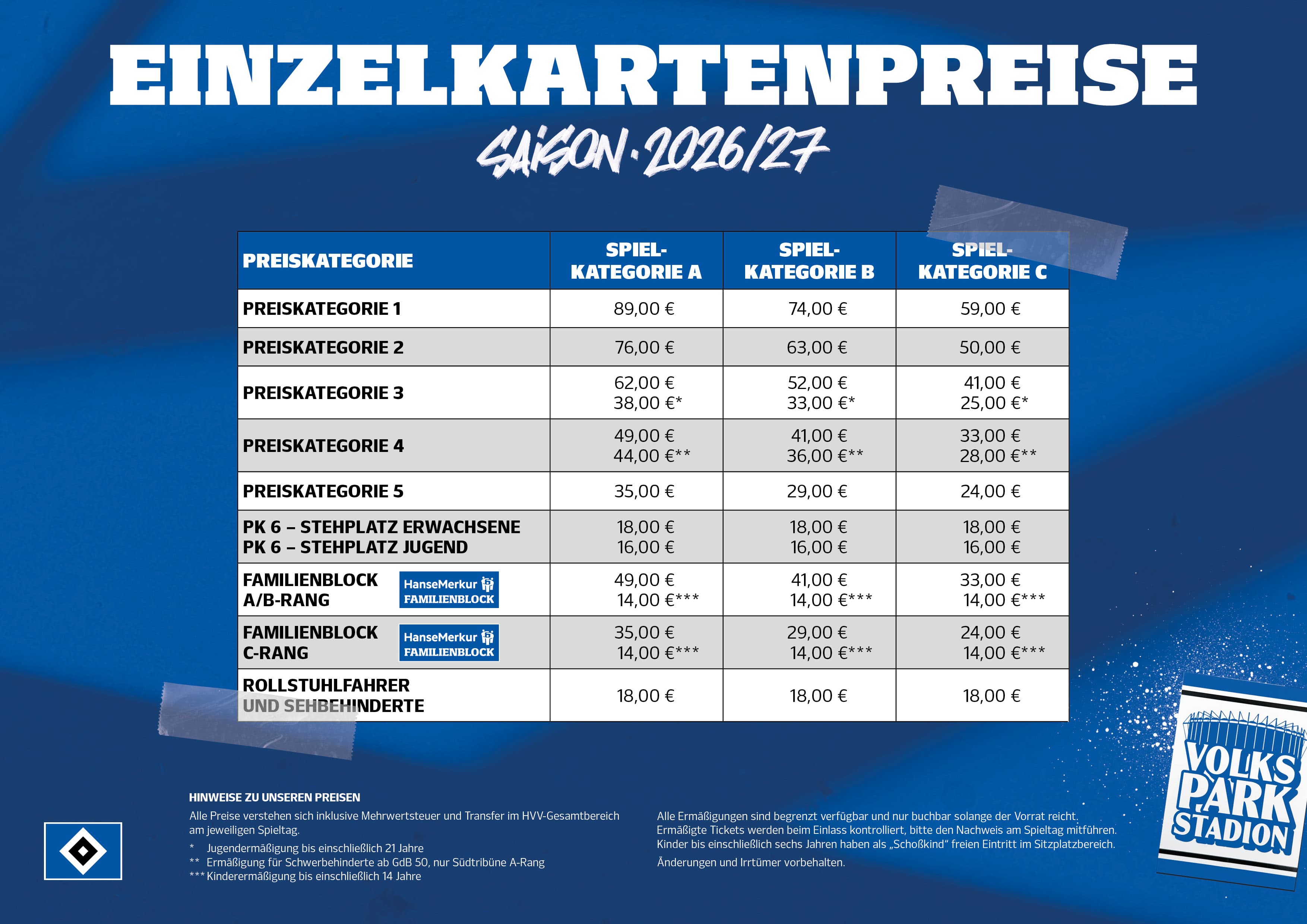 Einzelkartenpreise 26/27