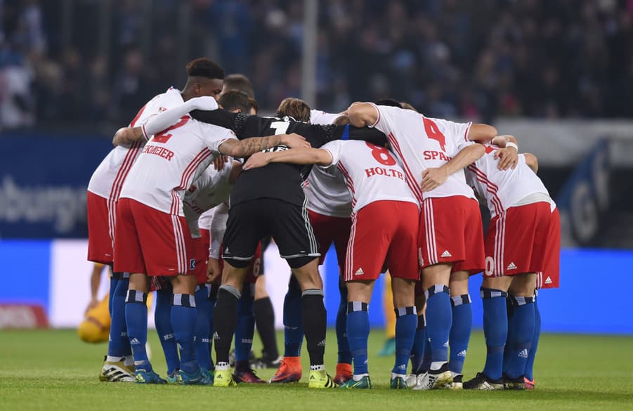 HSV-Teamkreis vor dem Spiel gegen Dortmund.
