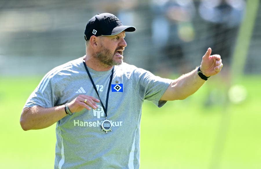 Wie immer engagiert bei der Sache: Coach Steffen Baumgart.