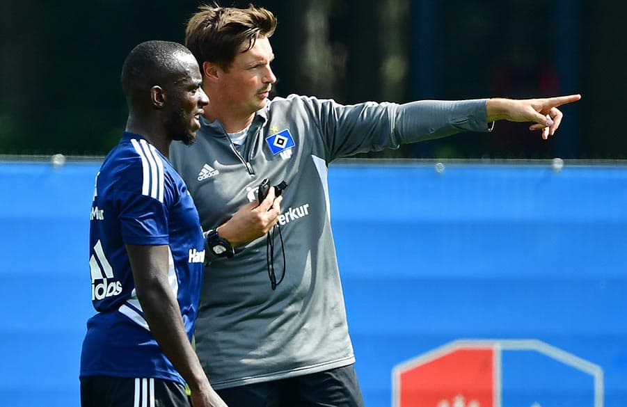 Neuzugang Jean-Luc Dompe und Assistenztrainer Merlin Polzin.