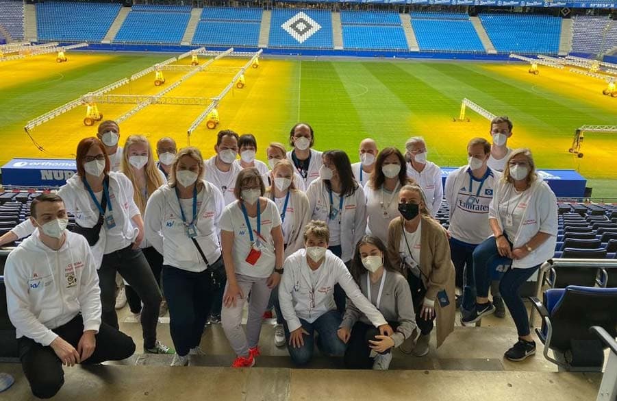 Das Impfteam der Sozialbehörde zeigte sich sehr zufrieden mit der Impfaktion im Volksparkstadion.