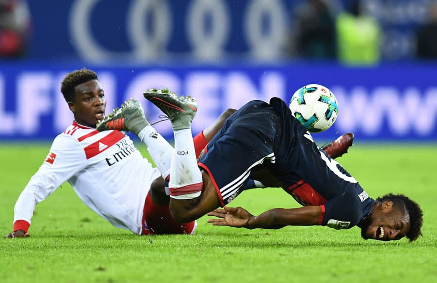 Gideon Jung's foul on Kingsley Coman was punished with a red card, leaving HSV to battle with ten men for 50 minutes.