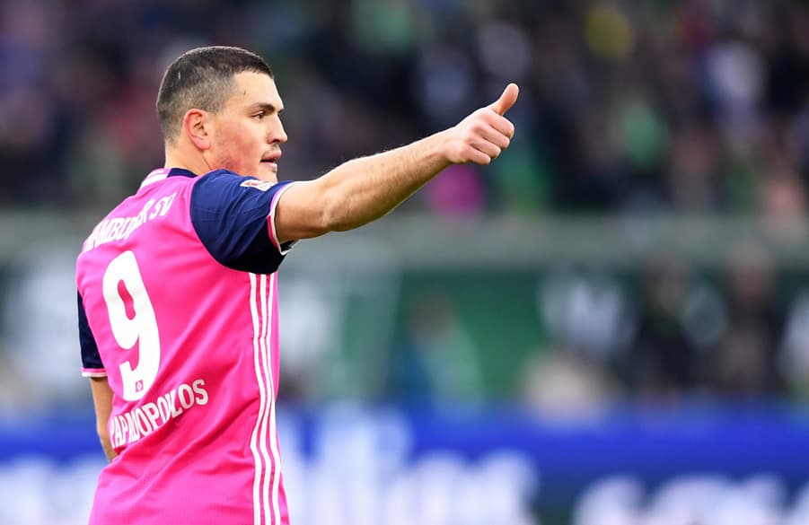 Kyriakos Papadopoulos gave the thumbs up during the game.