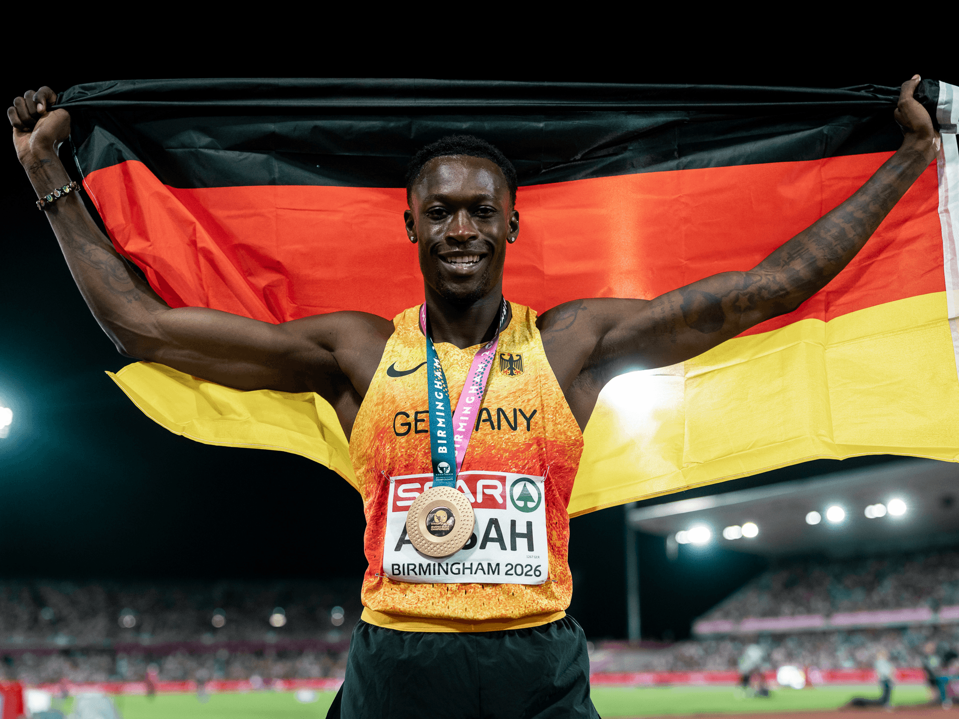 Owen Ansah gewann Gold über 200 Meter und Bronze über 100 Meter.
