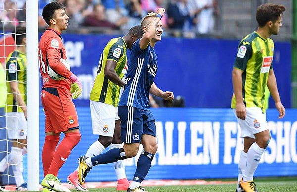 Lewis Holtby celebrats his late equaliser.