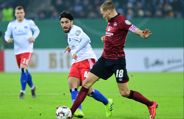 Goalscorer Berkay Özcan during the last DFB Pokal meeting with 1.FC Nürnberg 