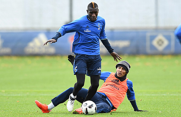 Bakery Jatta and Nabil Bahoui during training.