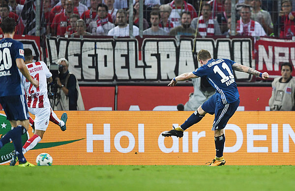 Delighted with his first goal for HSV: New signing Andre Hahn.