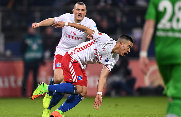 Bobby Wood and Kyriakos Papadopoulos celebrating.