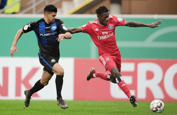 In der 1. Halbzeit liefen viele HSV-Angriffe über Bakery Jatta und dessen linke Seite, doch der finale Pass oder krönende Abschluss gelangen nicht.