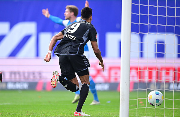 Robert Glatzel celebrates his equaliser.