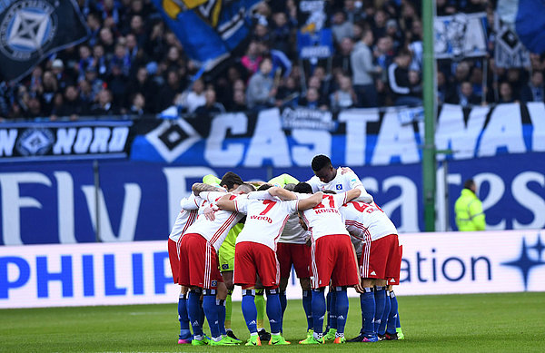 Huddle before a Bundesliga game.