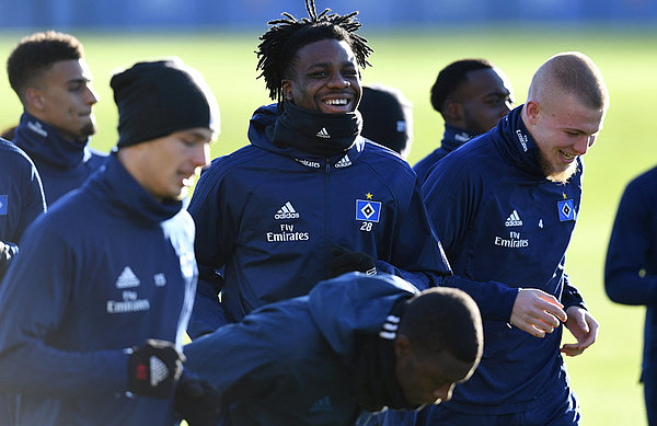 Gideon Jung moved to HSV in 2014 and has since made 84 competitive first-team appearances. Gideon Jung runs with the squad.