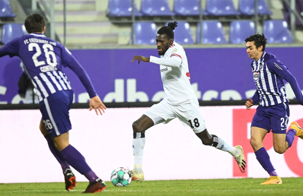 Bakery Jatta in Action the last time we visited the Erzgebirgsstadion