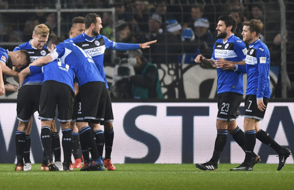 Dangerous double act: Bielefeld's tally of 20 goals in nine games is only bettered by Hamburg's 21.