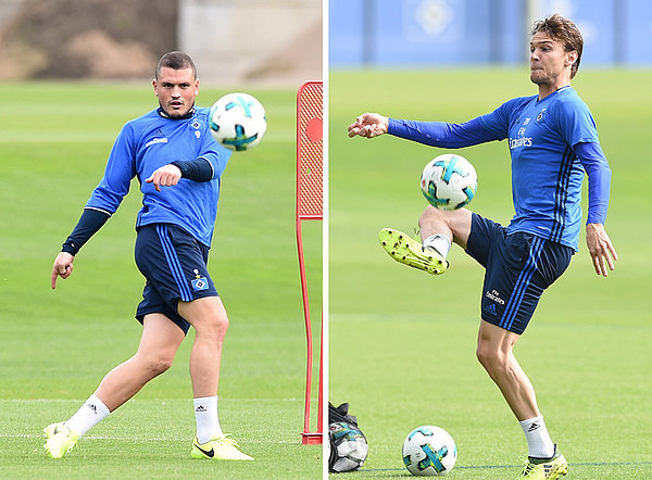 Papadopoulos und Ekdal stehen auf dem Trainingsplatz.