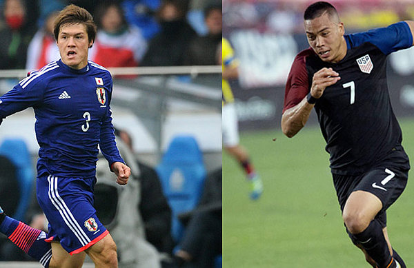Bobby Wood und Gotoku Sakai im Trikot der Nationalmannschaft.