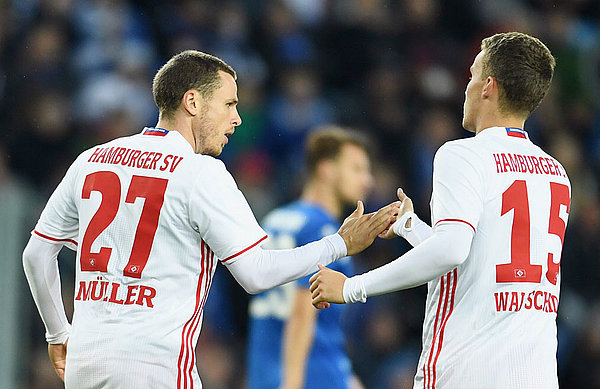 Nicolai Müller erzielte die frühe Führung für den HSV, sein Sturmkollege Luca Waldschmidt machte den späten Siegtreffer. 