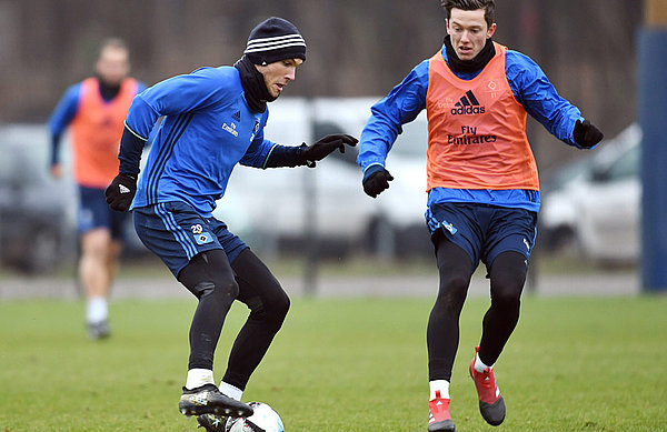 Albin Ekdal tackles Michael Gregoritsch in training