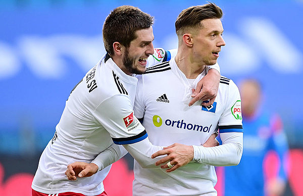 Sonny Kittel and Giorgi Chakvetadze celebrate their second goal of the day.