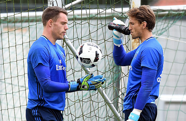 Christian Mathenia and Rene Adler training.