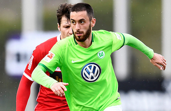Yusuf Malli playing for VfL Wolfsburg in a friendly. 
