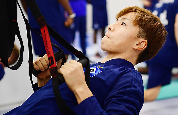 Focused and working hard: Tatsuya Ito & Co. started the training camp with a gym session.  “Full steam ahead”