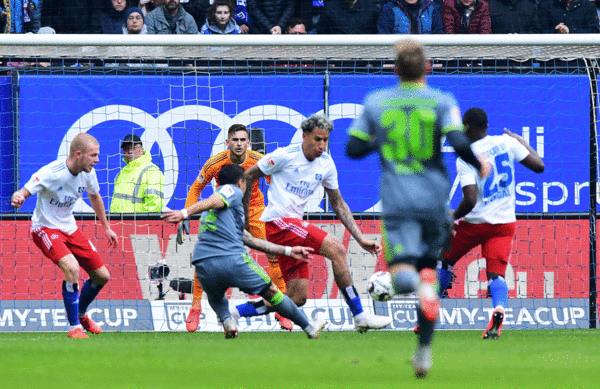 Lezcano found space between HSV defenders to put his side ahead in the 8th minute.