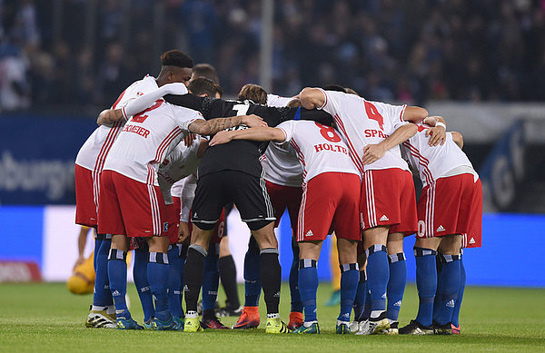 HSV-Teamkreis vor dem Spiel gegen Dortmund.