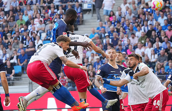 Early blow: Pfeiffer scored with his head in the 4th minute to give Darmstadt the lead. 